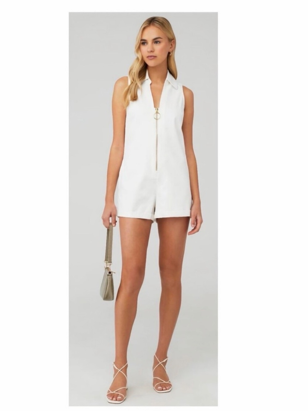 Show Me Your MuMu White Sleeveless Zip Romper